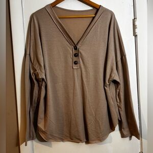 SHEIN Tan Button Down Women's Top